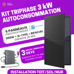 KIT TRIPHASE 3kW 6 PANNEAUX...