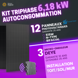 KIT TRIPHASE 6.18kW 12 PANNEAUX 515W - MICROS 2000W  - 1