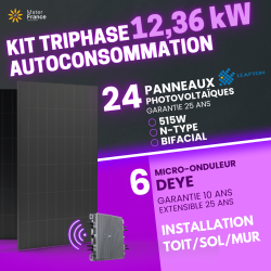 KIT TRIPHASE 12.36kW 24 PANNEAUX 515W - MICROS 2000W  - 1